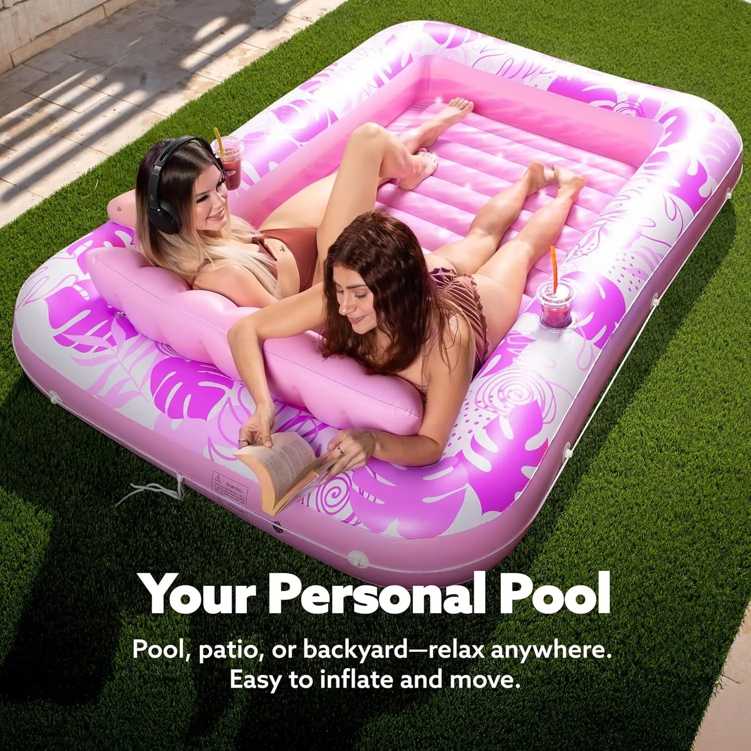 Sloosh Inflatable Pool Lounge Float with Cup Holder - Image 4