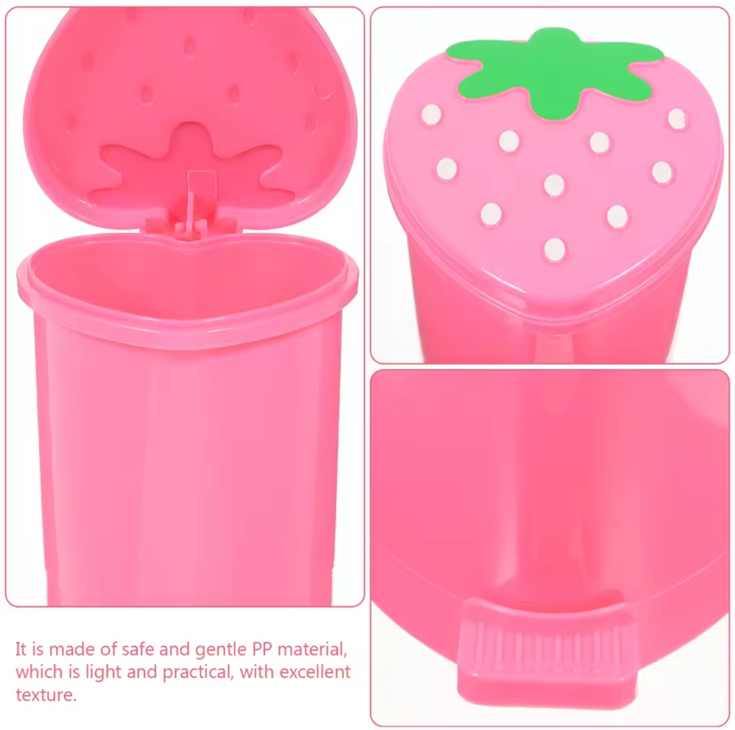 Cute Mini Covered Sealed Trash Can, Strawberry Pop-Up Mini Trash Bin, Household Desktop Waste Storage Bin